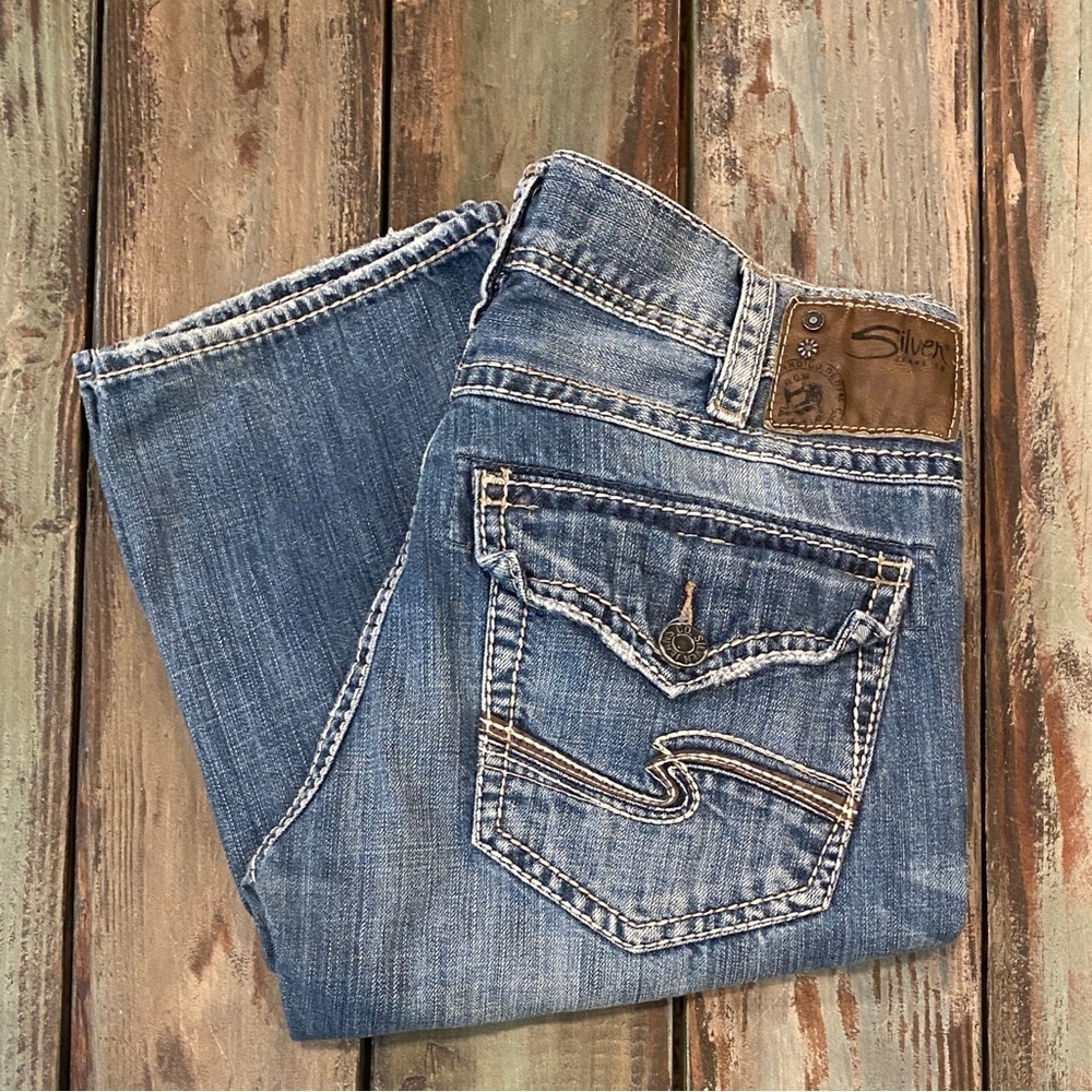 Silver Jeans 34x32 Nash Straight Leg 30” Inseam Mens Cotton Jeans Flap Pockets - Picture 14 of 14